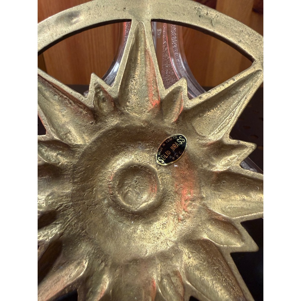 Vintage Solid Brass Compass Rose Wall Decor 8" Nautical Made in Taiwan - Picture 8 of 8